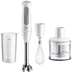 Mixer vertical Braun MQ50236M, 1000 W, 21 trepte viteza, Functie Turbo, Tocator 500 ml, Tel, Pahar gradat 600 ml, Alb/Gri