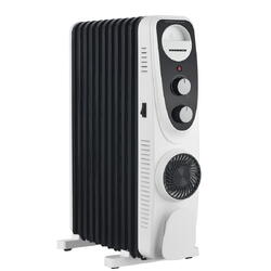 Calorifer electric cu ulei Heinner HOH-MVT11WH-BK, 2300 W, 11 elementi, Ventilator turbo, 3 setari de temperatura, Termostat ajustabil, Protectie supraincalzire, Alb/Negru