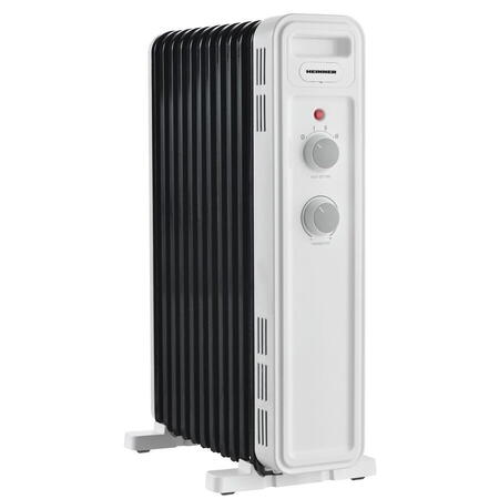 Calorifer electric cu ulei Heinner HOH-M11WH-BK, 11 elementi, 2500 W, 3 setari de temperatura, Termostat ajustabil, Protectie supraincalzire, Alb/Negru