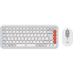 Kit Wireless Tastatura + Mouse Logitech POP ICON COMBO, Bluetooth, EasySwitch, OffWhite