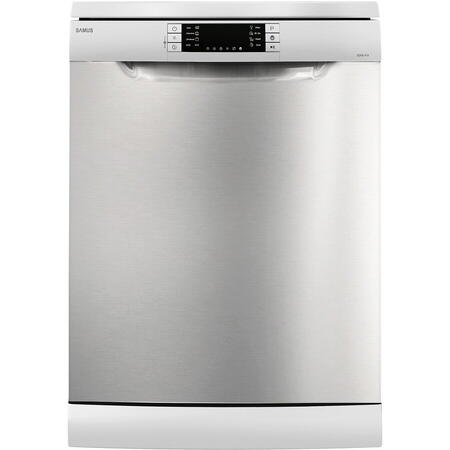 Masina de spalat vase Samus SDX614.8, 14 seturi, Latime 60 cm, 8 programe, Clasa energetica E, Afisaj electronic, Pornire intarziata, Inox/Argintiu