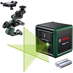 Nivela laser cu linii Bosch Quigo Green Gen2, 12 m domeniu lucru, 500-540 nm dioda laser, ±4° autonivelare, 85° unghi deschidere, ± 0.6 mm/m precizie, 1/4" filet stativ, 2 baterii 1.5 V LR03 (AAA), sistem de prindere universal MM2, adaptor montare