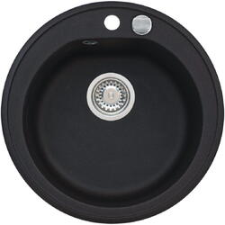 Chiuveta bucatarie Alveus Granital Niagara 10 G 91, dim fi 510mm, adancime 175 mm, sifon inclus, Negru
