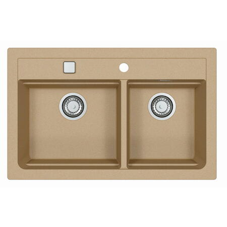 Chiuveta Alveus Atrox 50 bej, material compozit, reversibila, sifon pop-up inclus, 790x500x200mm