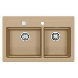 Chiuveta Alveus Atrox 50 bej, material compozit, reversibila, sifon pop-up inclus, 790x500x200mm