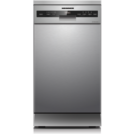 Masina de spalat vase Heinner HDW-FSM45710AXD+++, 10 seturi, 7 programe, Clasa D, Auto-Door opening, Control electronic, Display LED, 45 cm, Inox