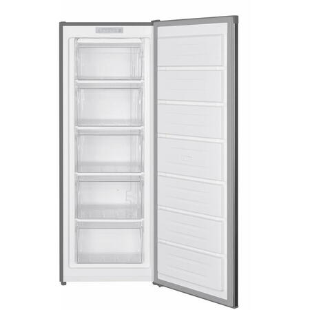 Congelator Heinner HFF-HM168XE++, 168 l, Control electronic, Afisaj cu indicatoare LED, 5 compartimente, Usa reversibila, Clasa E, H 142.6 cm, Argintiu