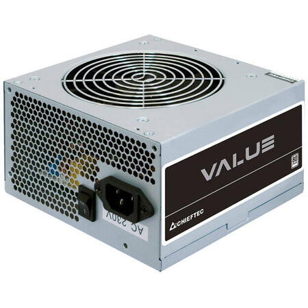 Sursa PC Chieftec Value 500 W Non-modulara Certificare 80 Plus Ventilator 120MM CPU 4+4 pin x1 PCI-E 6+2 pin x1 SATA x3 Gri