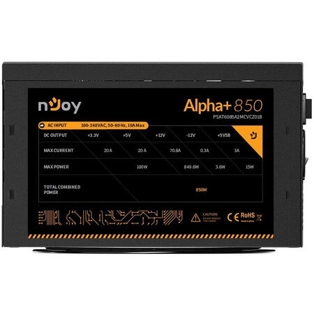Sursa nJoy Alpha+ 850, 850W, 80+ Gold, Full Modulara, PFC Activ