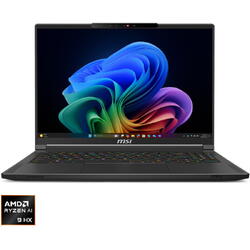 Laptop MSI Gaming 16'' Stealth A16 AI+ A3XVFG, QHD+ 240Hz, Procesor AMD Ryzen™ AI 9 HX 370 (24M Cache, up to 5.10 GHz), 32GB LPDDR5X, 1TB SSD, Geforce RTX 4060 8GB, Win 11 Home, Core Black