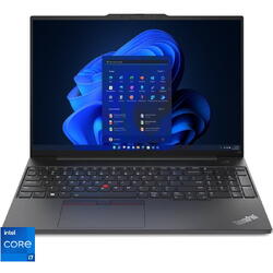 Laptop Lenovo 16'' ThinkPad E16 Gen 1, WUXGA IPS, Procesor Intel® Core™ i7-1355U (12M Cache, up to 5.00 GHz), 40GB DDR4, 1TB SSD, GeForce MX550 2GB, Win 11 Pro, Graphite Black