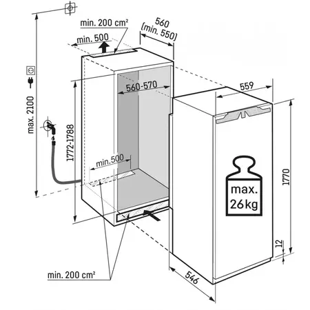Congelator incorporabil Liebherr SIFNdi 5188 Peak, NoFrost, 56 cm, 213 l, SmartDeviceBox, IceTower, SoftSystem, Iluminarea LED, SuperSilent, Clasa D