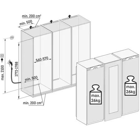 Combina frigorifica incorporabila Side by Side Liebherr IXRFW 5183, NoFrost, BioFresh Professional cu HydroBreeze, 785 l, Vinidor Tip Open, InfinitySpring, SmartDeviceBox, IceTower