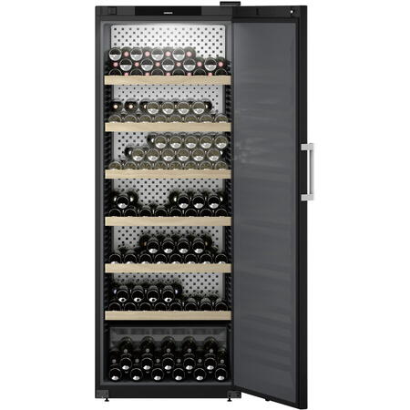 Vitrina pentru vinuri Liebherr WSbli 7731 GrandCru Selection 324 sticle, Clasa E, Rafturi lemn, Control electronic Display, H 204.4 cm, 628 l, Negru