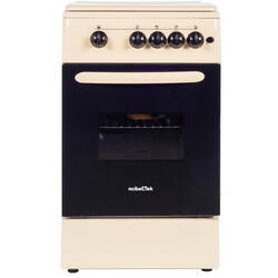 Aragaz NobelTek NLT 5602B/G1, Gaz, 4 arzatoare, Dispozitiv siguranta plita si cuptor, Aprindere electrica, 50 x 60 cm, Bej