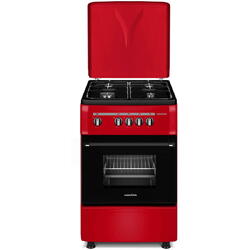 Aragaz Nobeltek NLT 5551R/G1, 50 cm, plita gaz, cuptor gaz, siguranta plita si cuptor, echipat cu diuze GPL, diuze GN de schimb, capac tabla, Rosu