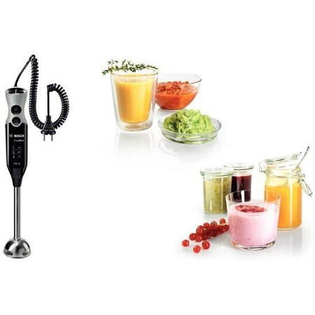 Set mixer de mana, Bosch, MSM67170, 12 trepte de viteza, Nivel Turbo, 750 W, Negru/Gri