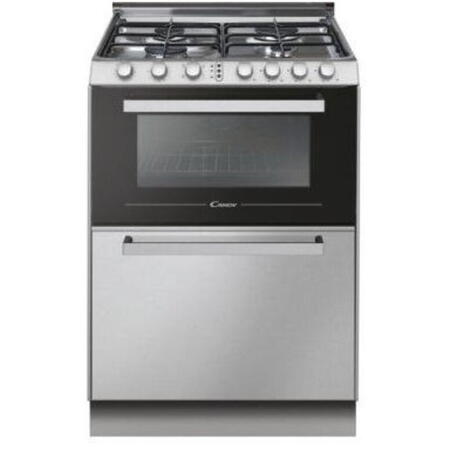 Aragaz electric / gaz Candy TRIO4GXNT/1, 4 arzatoare gaz, cuptor electric 40 litri, 4 functii, dispozitiv siguranta plita, latime 60 cm + masina de spalat vase, 6 seturi, clasa F, 5 programe, argintiu