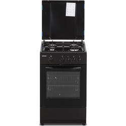 Aragaz Heinner HFSC-SME50BK, 4 arzatoare, Gaz, 50cm, Dispozitiv de siguranta plita si cuptor, Negru