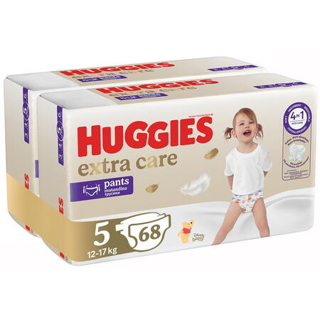Pachet Scutece chilotel Huggies Extra Care 5, 12-17 kg, 68 buc