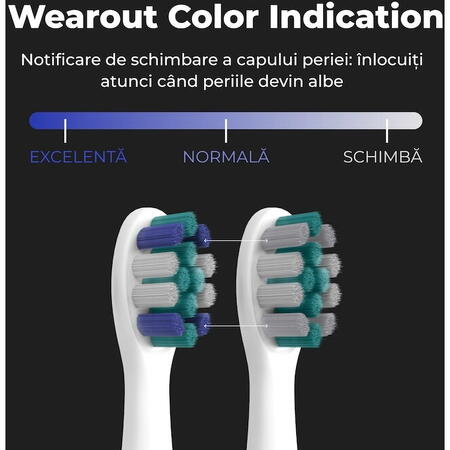 Periuta de dinti sonica electrica Aeno ADB0008, 30000 rpm, 3 moduri de curatare, IPX7, 3 capete de perie + instrument metalic de curatare + oglinda incluse, alb