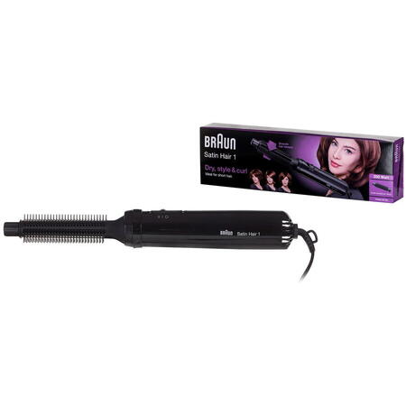 Perie cu aer cald Braun Satin-Hair 1 AS 110, 200 W, 2 Trepte, Perie 18 mm, Negru
