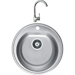 Pachet chiuveta bucatarie Alveus Form 30, 510x510 mm, adancime 185 mm, Inox satinat + Baterie Karina