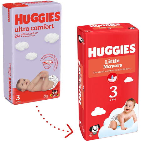 Scutece Huggies Ultra Comfort Jumbo 3, 4-9 kg, 56 buc