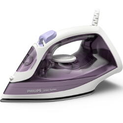 Fier de calcat Philips DST2020/30 Seria 2000, 2000W (240V), debit de abur 25g/min si jet de abur 110g/min, 4 setari de abur, talpa ceramica, sistem anti-picurare, Calc Clean, capacitate rezervor 250ml, violet