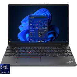 Laptop Lenovo ThinkPad E16 Gen 2 cu procesor Intel® Core™ Ultra 5 125U pana la 4.3GHz, 16" WUXGA, IPS, 16GB DDR5 RAM, 512GB SSD, Intel® Graphics, Windows® 11 Pro, Black, 3Y Onsite upgrade