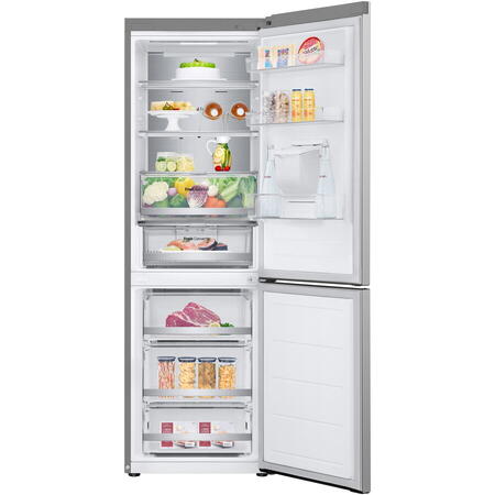Combina frigorifica LG GBV7172DPY, 343 l, No Frost, LINEARCooling, Door Cooling, Dispenser apa, WIFI, Clasa D, H 186 cm, Argintiu