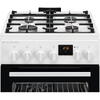 Aragaz AEG CKB56490BW, Mixt, 4 arzatoare , Siguranta plita, Aprindere integrata, Gratare fonta, Cuptor electric, SteamBake, AirFry, Timer, Grill electric, Clasa A, 50 cm, Alb