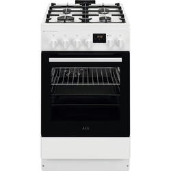 Aragaz AEG CKB56490BW, Mixt, 4 arzatoare , Siguranta plita, Aprindere integrata, Gratare fonta, Cuptor electric, SteamBake, AirFry, Timer, Grill electric, Clasa A, 50 cm, Alb