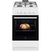 Aragaz Electrolux LKG504012W, Gaz, 4 arzatoare, Aprindere integrata plita si cuptor, Siguranta plita si cuptor, Autocuratare catalitica, Grill electric, Rotisor, 50 cm, Alb