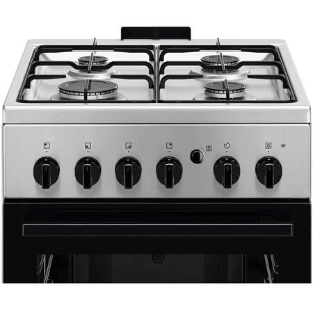 Aragaz Electrolux LKG504012X, Gaz, 4 arzatoare, Aprindere integrata plita si cuptor, Siguranta plita si cuptor, Autocuratare catalitica, Grill electric, Rotisor, 50 cm, Inox