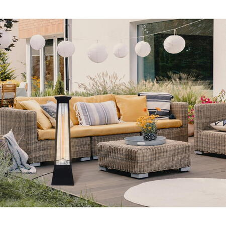 Incalzitor electric vertical cu baza Heinner, putere maxim 2000 W, doua trepte de putere 1000/2000W, lampa fibra de carbon