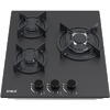 Plita incorporabila Samus PSG-43SMGN1, 3 Arzatoare gaz, Gratare individuale fonta, Latime 45 cm, Aprindere electrica, Sticla Nano neagra mata