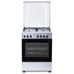 Aragaz Samus SM662AENS1 INOX, 4 arzatoare pe gaz (1 arzator WOK), Cuptor electric, Gratare din fonta, Cuptor cu 7 functii, partial Inox