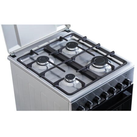 Aragaz Samus SM562AENS1 INOX, 4 arzatoare pe gaz, Cuptor electric, Cuptor cu 7 functii, clasa A, grill, Inox
