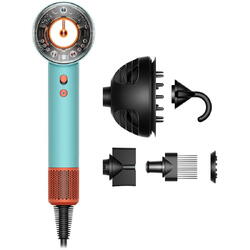 Uscator de par Dyson Supersonic Nural HD16 515276-01, 1600 W, 3 trepte de viteza, 4 trepte de temperatura,uscare rapida si inteligenta, Ceramic Patina-Topaz, albastru/portocaliu