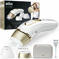 Epilator IPL Braun Silk-expert Pro 5 PL5356, 3 moduri, 10 intensitati, 400.000 pulsatii, Tehnologia SkinPro 2.0 Auriu/Alb