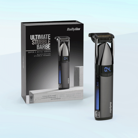 Trimmer BaByliss Super-X Metal Stubble BaByliss S991E, autonomie 90 min, lame din titan, negru