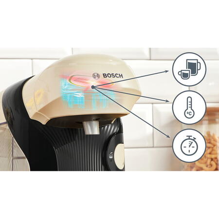Espressor Bosch Tassimo Style TAS117E, 1400W, 3.3 bar, 0.7l, Autocuratare si decalcifiere, capsule, Crem