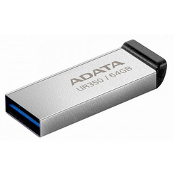 A-Data Memorie USB ADATA UR350 metalic, 64GB, USB 3.2, argintiu/negru