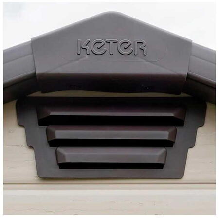 Casuta de gradina, Keter, Bej, 6x5, colectie Manor, usa dubla, podea, ferestre, ventilatie, ranforsare metalica