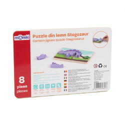 MomKi PUZZLE DIN LEMN STEGOZAUR, 8 PIESE