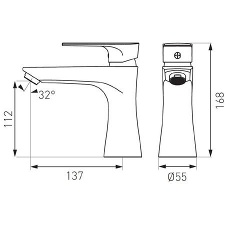 Baterie lavoar Ferro Square, cu ventil, cartus ceramic, Crom