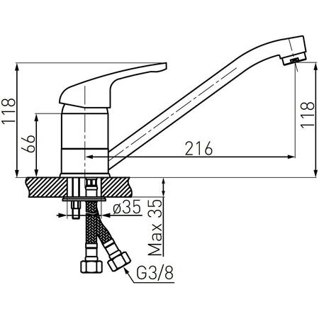 Baterie bucatarie Ferro Freya, cartus ceramic, aeraor, pipa mobila, Nisip