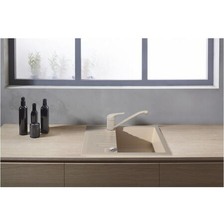 Baterie bucatarie Ferro Freya, cartus ceramic, aeraor, pipa mobila, Nisip