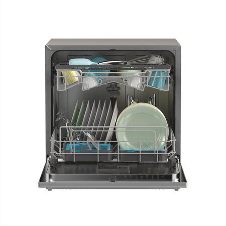 Masina de spalat vase compacta Candy CP 8F9FFA, 8 seturi, 8 programe, Wifi + BLE, Clasa F, 55 cm, Antracit